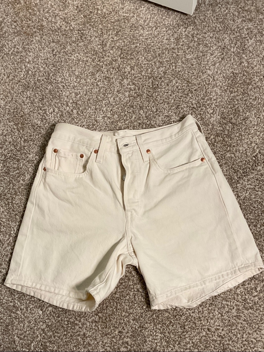 Levi's Cream High-Waist Jean Shorts